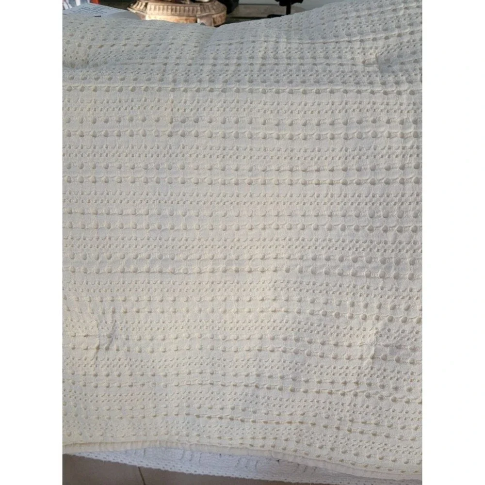 West Elm Solid Off White Textured Waffle King Sham 37